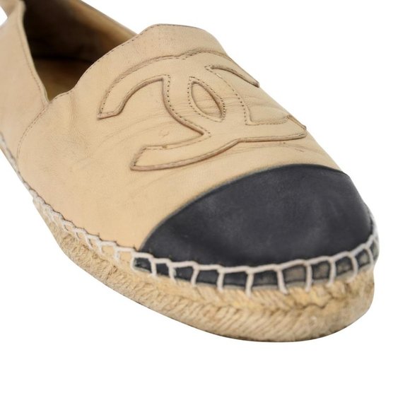Chanel Embroidered Espadrille 38 Cap Toe Leather Flats CC-0915N-0001 - Picture 8 of 12